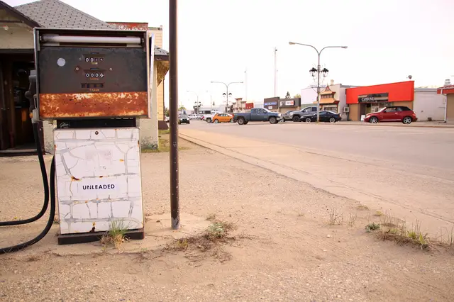 Old gas pump and Main Street